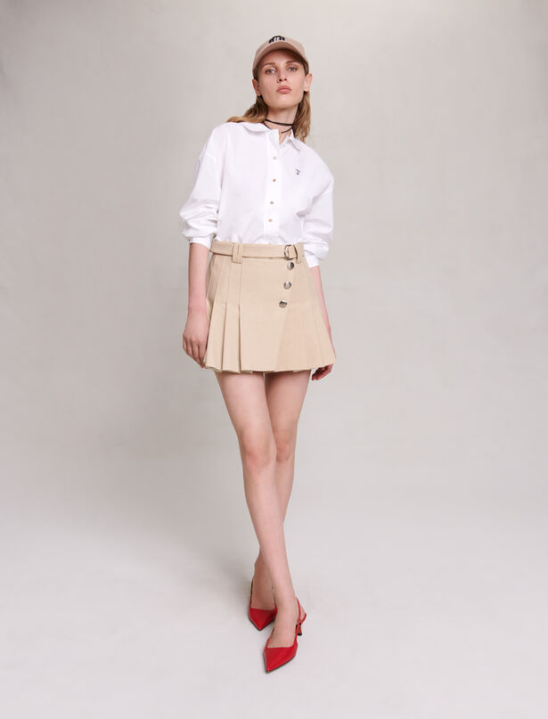 마쥬 Maje Pleated mini-skirt,Beige