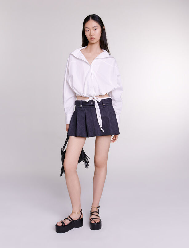 마쥬 Maje Black denim-effect mini skirt