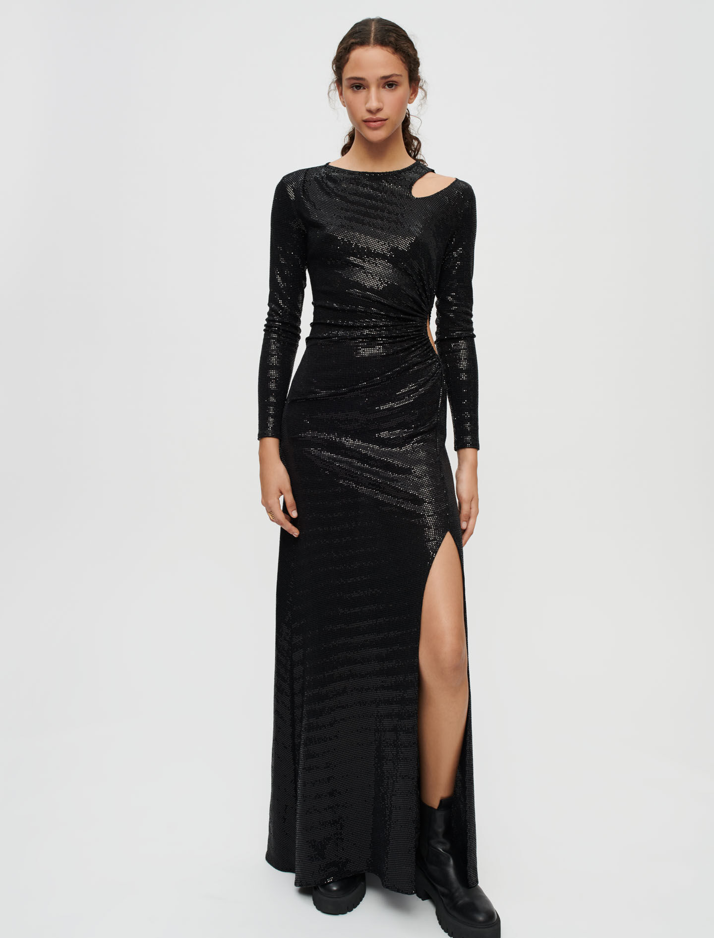 122RILEXIS Long dress with black glitter