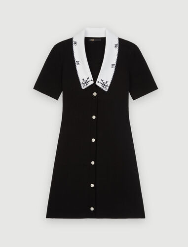 121ROMARIN Knit dress with embroidered collar - Dresses - Maje.com