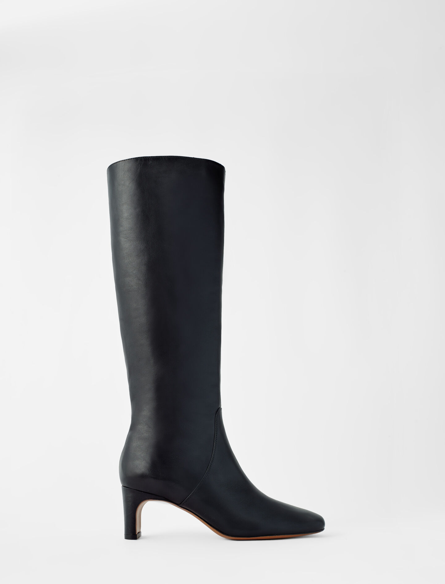 mid heel leather boots