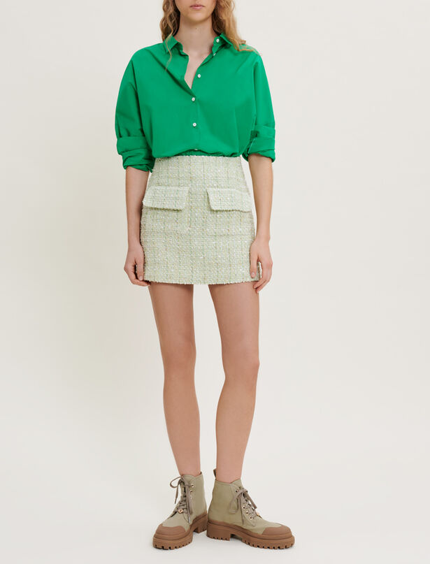 마쥬 샤이니 트위드 스커트 MAJE Shiny tweed skirt,Light green