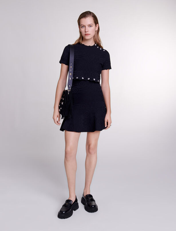 마쥬 드레스 Maje Trompe loeil knit mini dress,Black