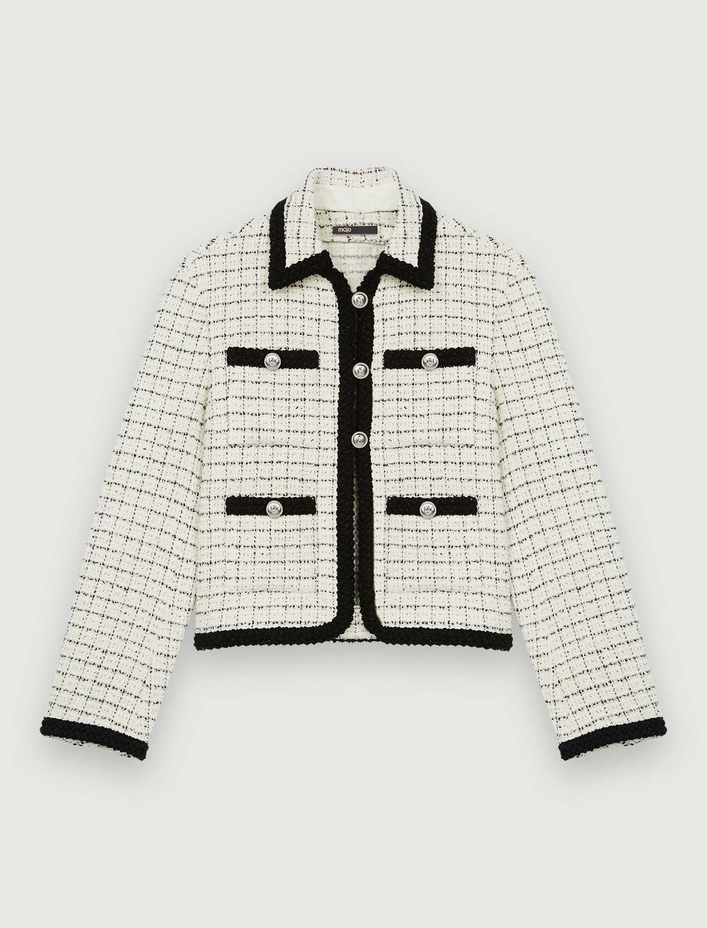122VITALO Marl tweed jacket with checked motifs - Coats & Jackets ...