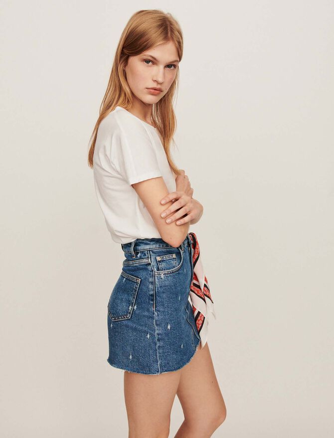 119JIANKI Faded straight-cut jean skirt - Skirts & Shorts - Maje.com