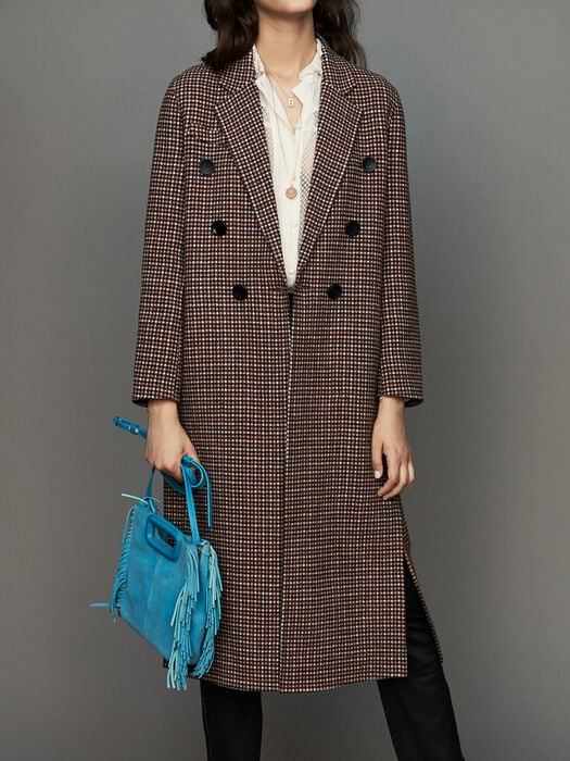 GUINDY Double-face wool coat in houndstooth - Coats & Jackets - Maje.com