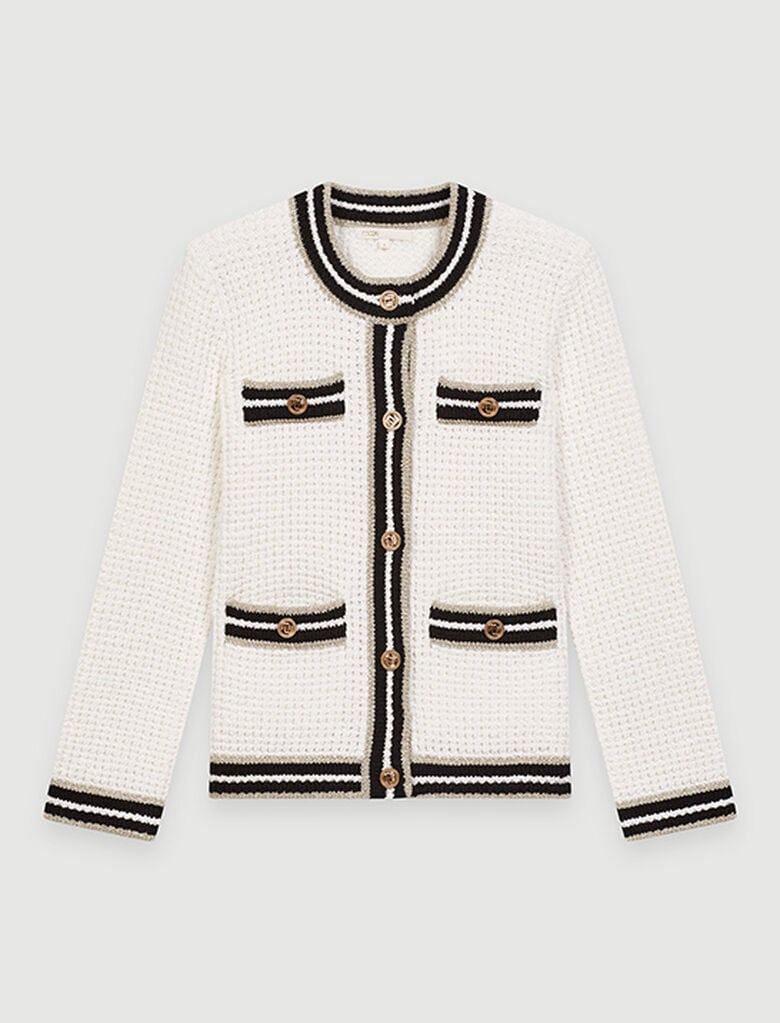220MAQUETTE Knit cardigan with contrasting bands - Sweaters - Maje.com