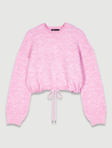 Dream State Mauve Pink Eyelash Knit Cropped Sweater