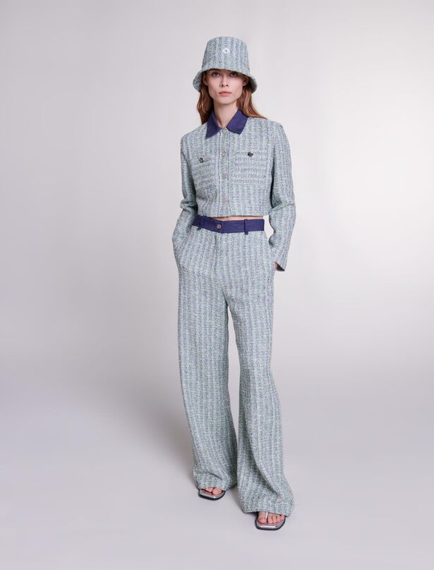 마쥬 Maje Wide-leg tweed trousers,Multi-Coloured