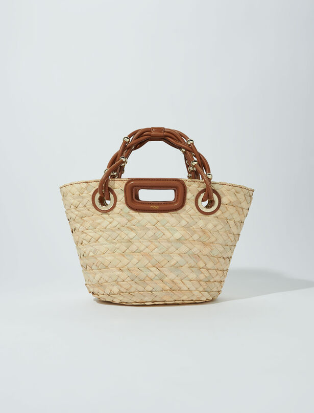 마쥬 Maje Mini woven basket bag,Camel