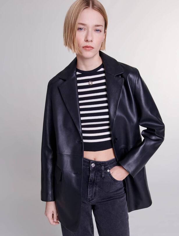 Women\'s Leather Jackets - Elegant & | Trendy Maje