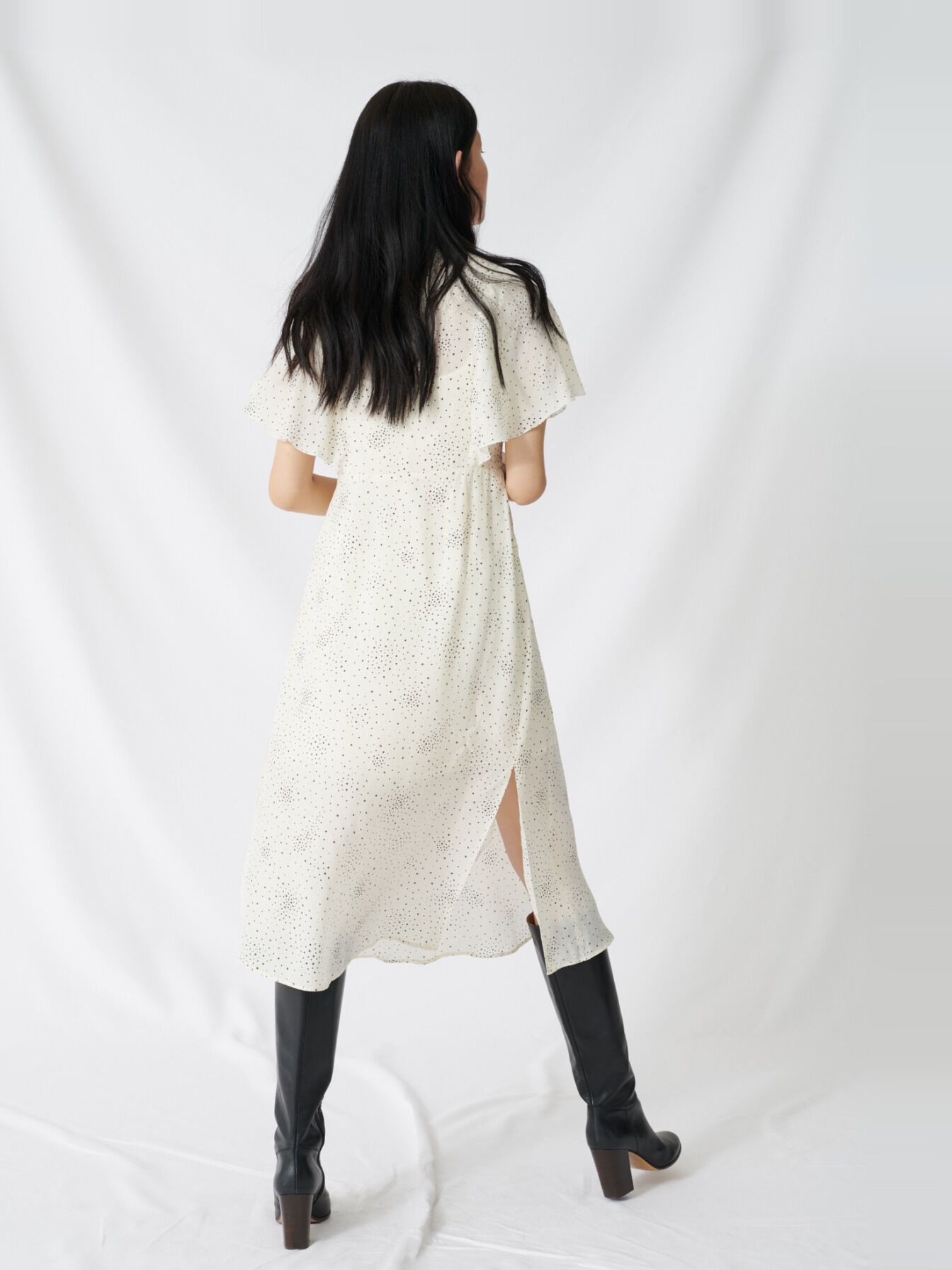 maje black and white dress