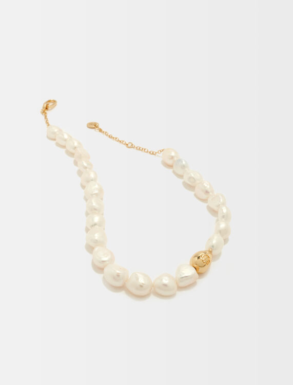 Pearl necklace with metal details - Jewelry - MAJE