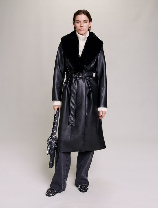 leather-effect Coats coat Long - 123GALAXYTA