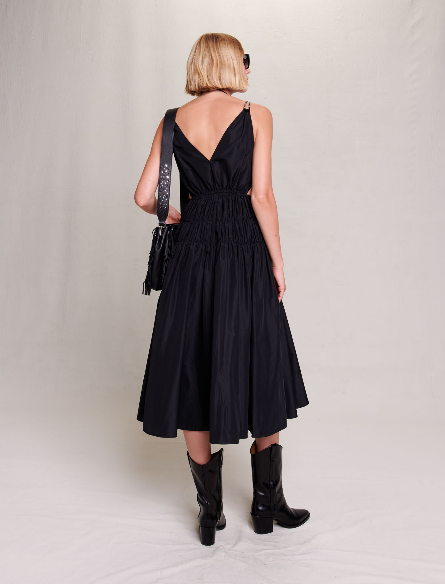 122RUN Taffeta dress with cut-out at the waist - Dresses - Maje.com