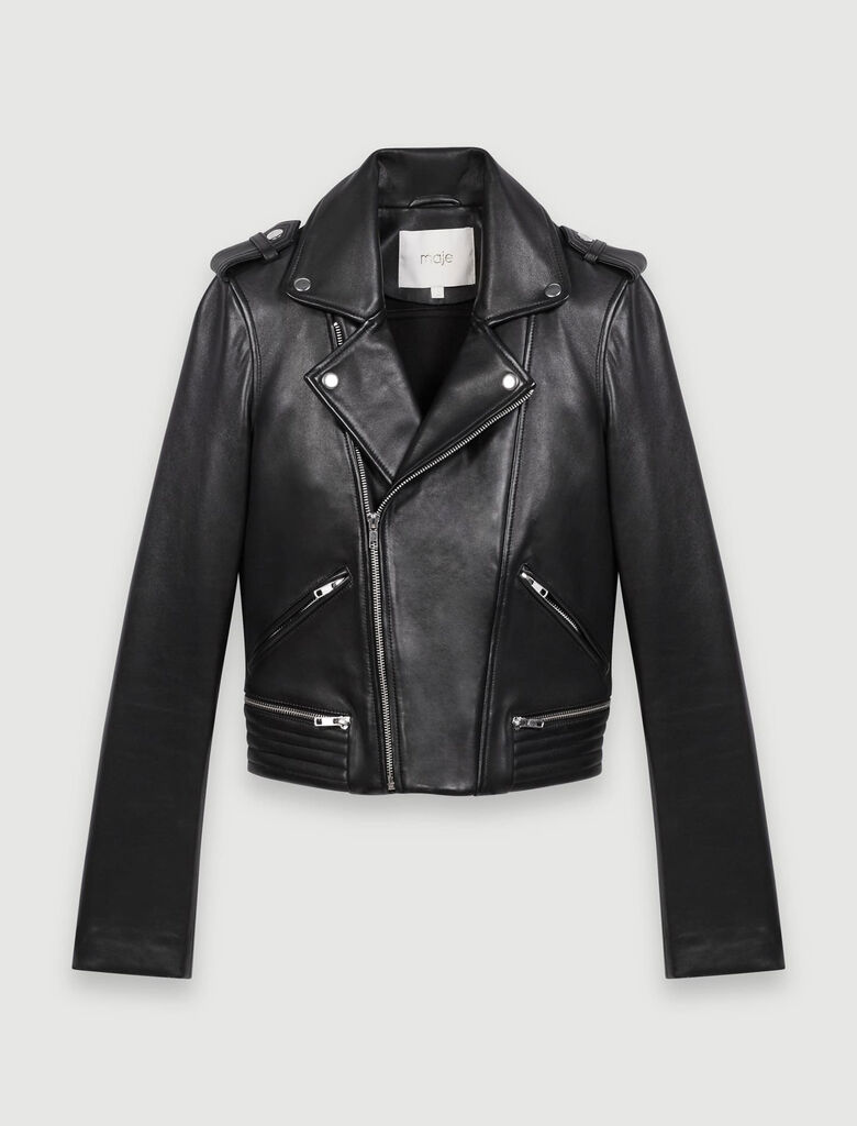 Sentimenteel Afrika Net zo 119BASALT Leather biker jacket - Coats & Jackets - Maje.com