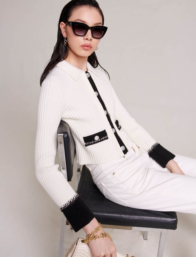 Maje Women's Knit Cardigan Sweater - White - Size Small