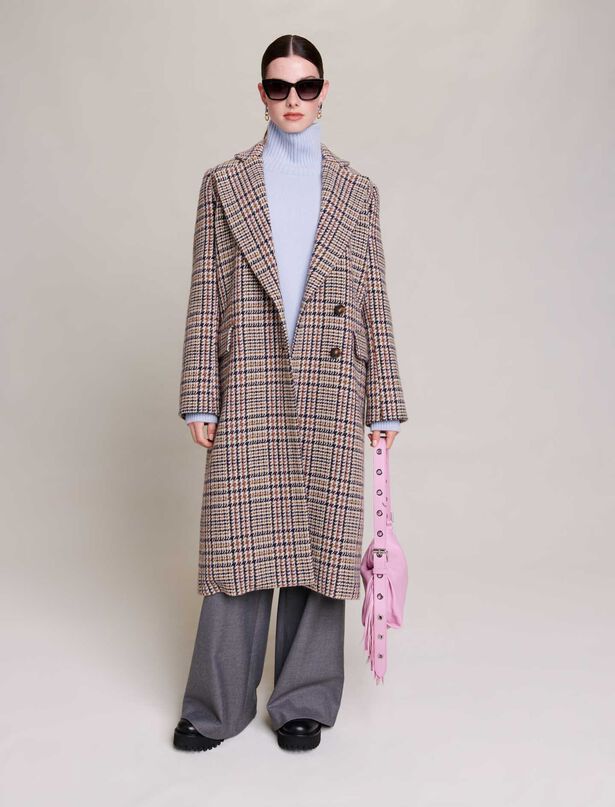 121GALICOME Checked double face coat - See All - Maje.com