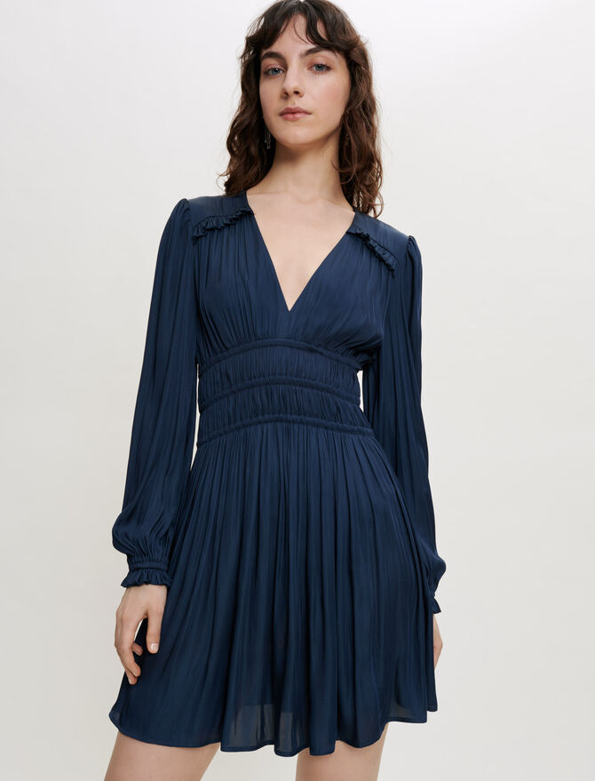 120RIANNE Satin dress with ruffles - Dresses - Maje.com