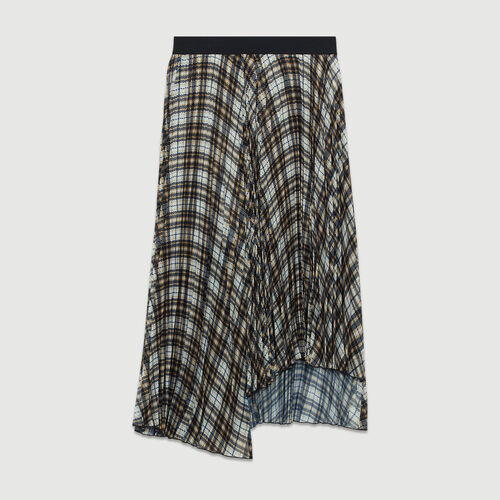 JUNGO Pleated plaid asymmetric skirt - Skirts & Shorts - Maje.com