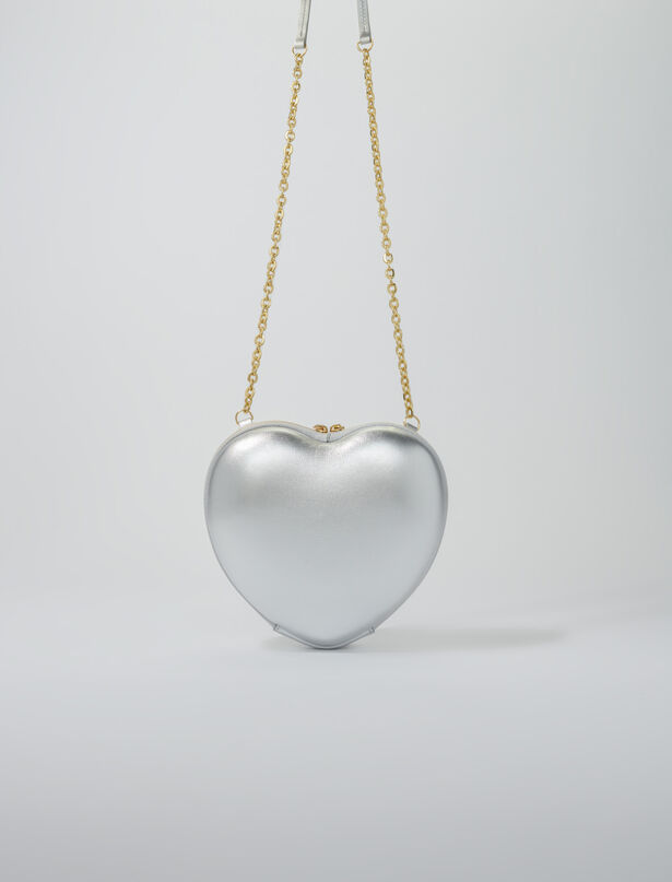 Maje Heart-shaped leather bag,Silver