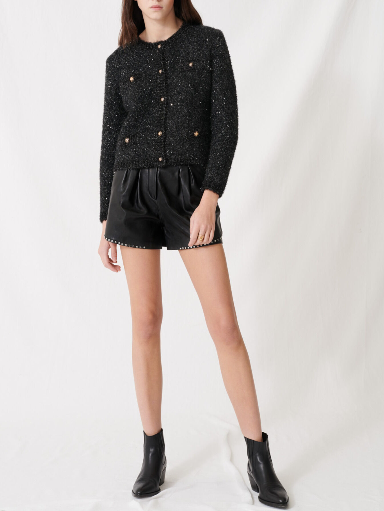 maje fancy lurex knit cardigan