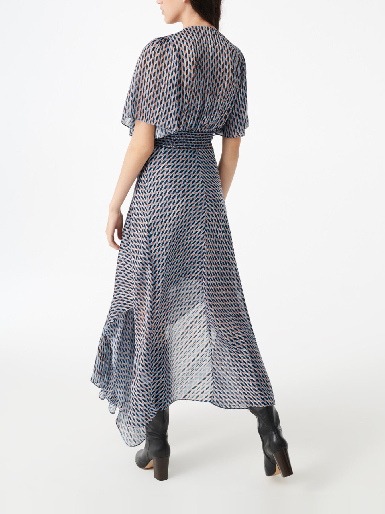 maje scarf dress in printed chiffon