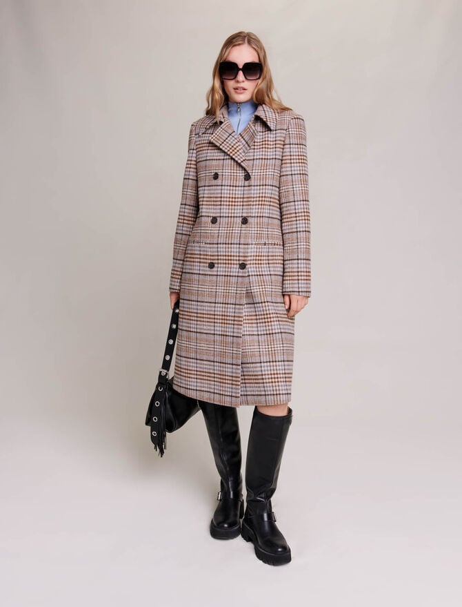 123GOAL Long checked coat - Coats - Maje.com