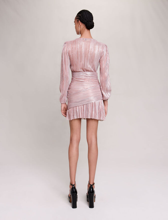 223RUNNYLO Pleated metallic fibre dress - Dresses - Maje.com