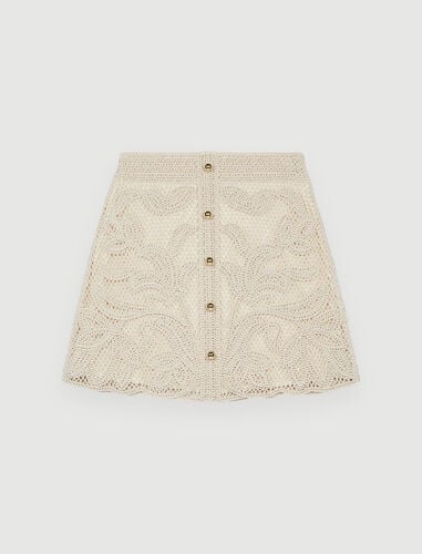 High-Waisted Crochet-Knit Sarong Swim Skirt