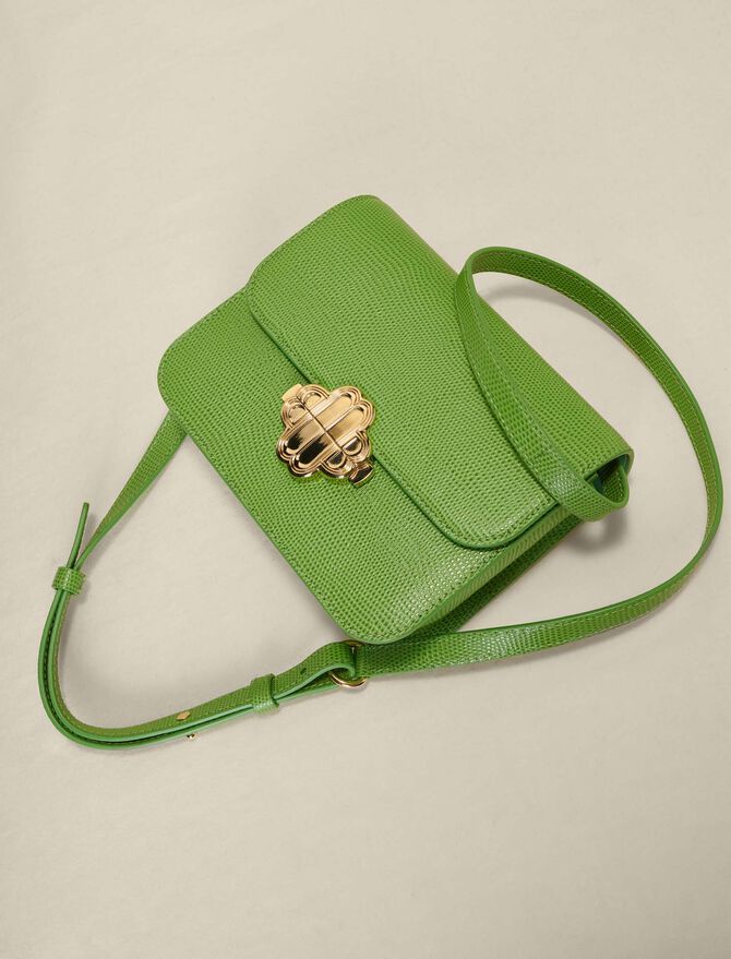 Mini Square Bag Fashionable Ombre Lizard Embossed Flap PU