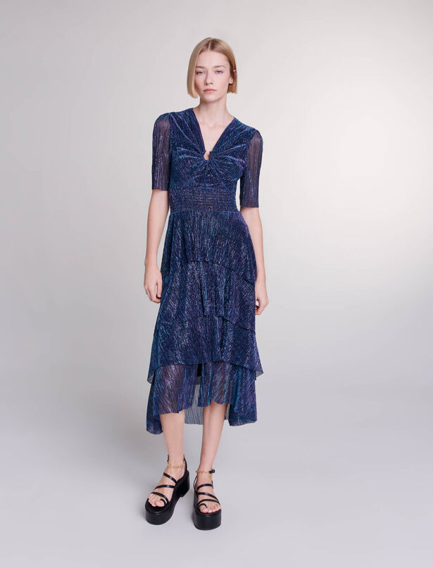 Maje Ruffled maxi dress,blue/purple