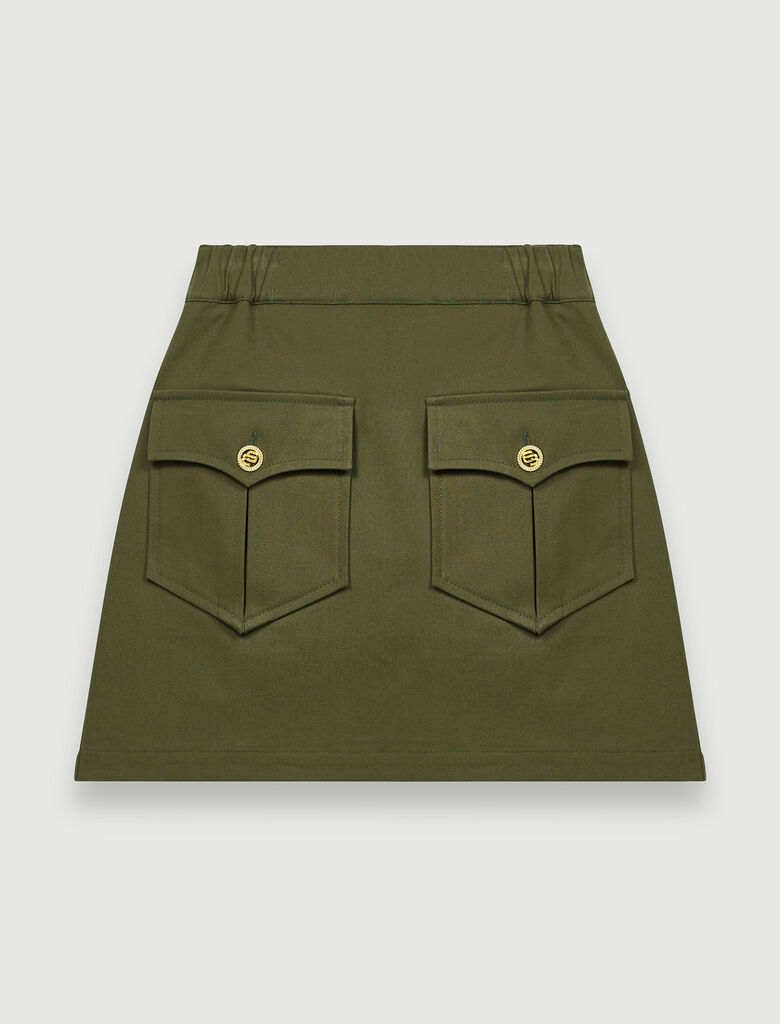 220jesna Khaki Cotton Skirt With Pockets Skirts Shorts Maje Com