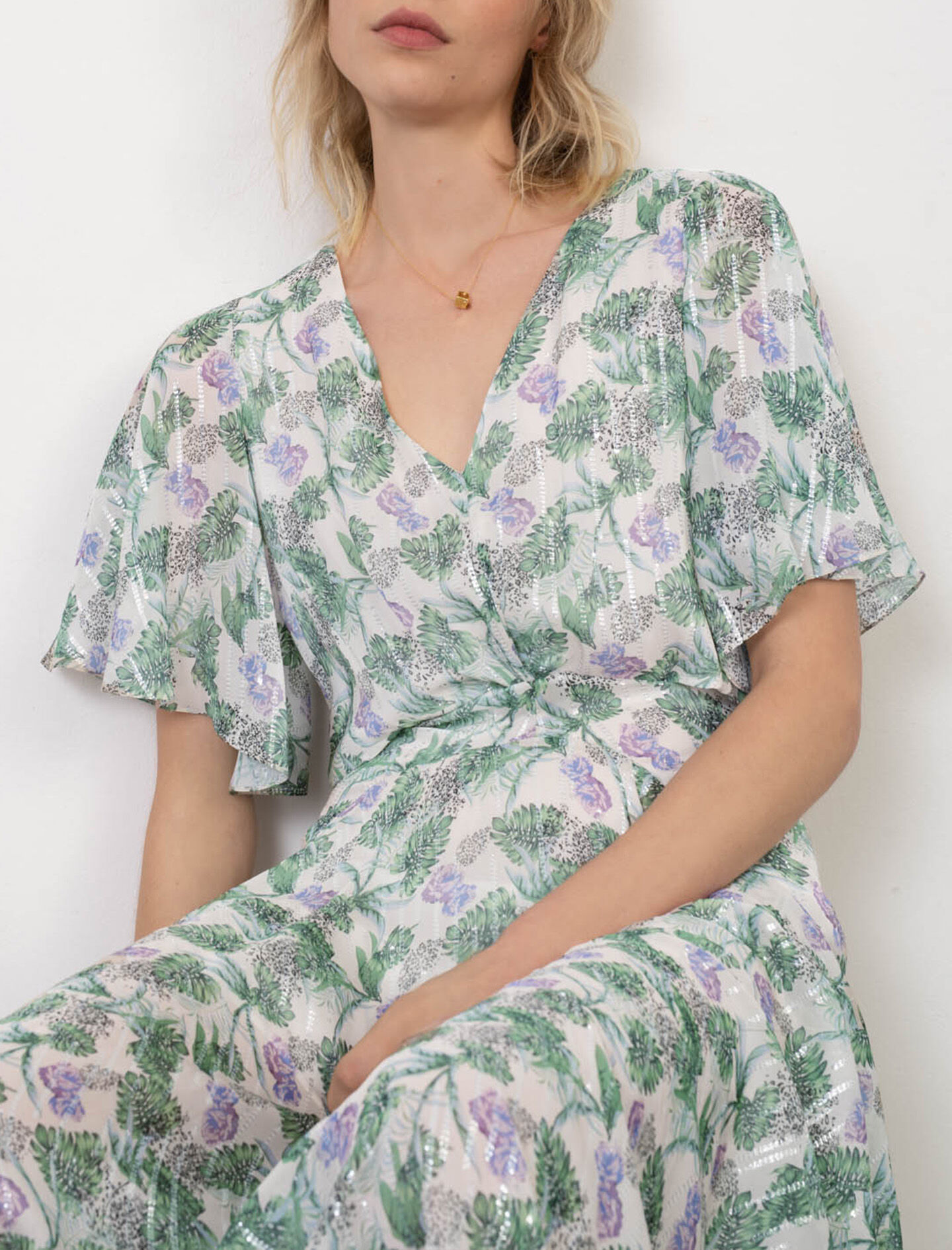 maje scarf dress in printed chiffon Cinosural International School