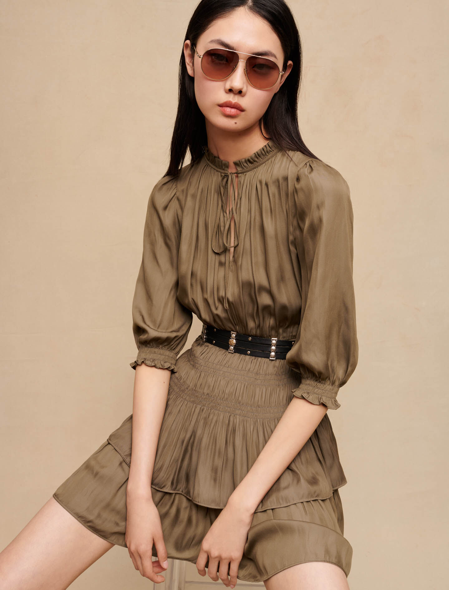 maje ruffle dress