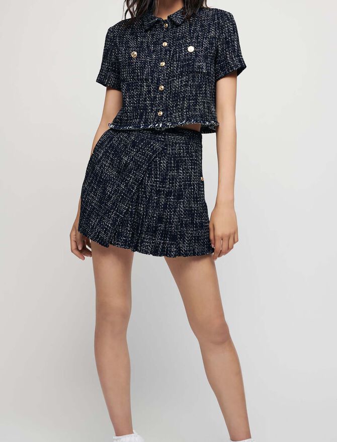 121ILAG Tweed-style trompe l’oeil pleated shorts - Skirts & Shorts ...