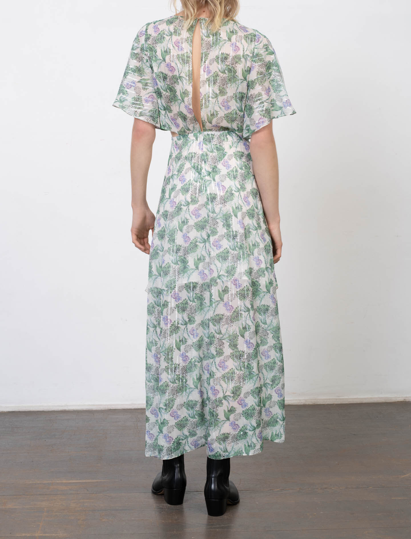 Maje scarf dress in printed chiffon top