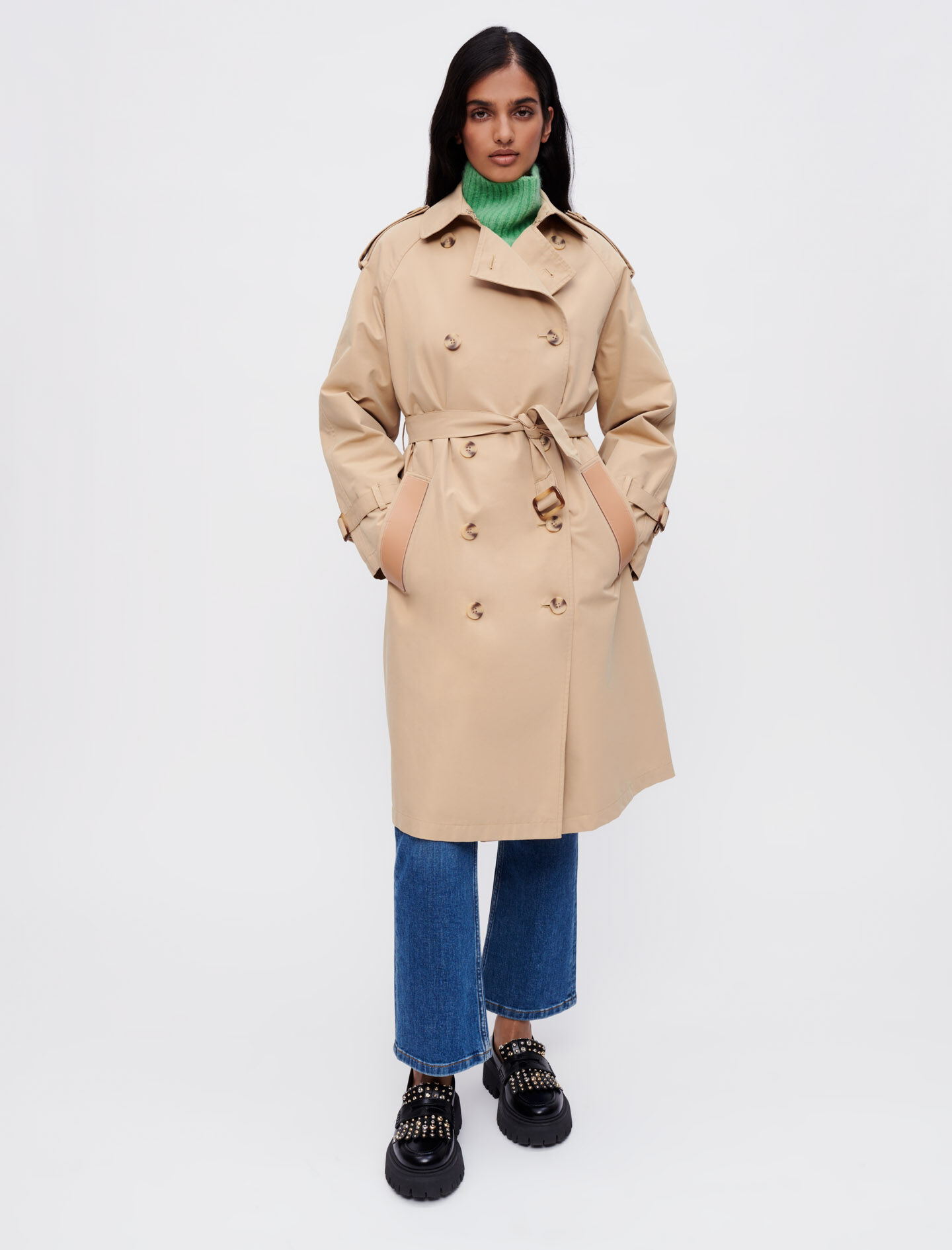 Zara Trench coat WOMEN FASHION Coats Trench coat Knitted discount 64% Black S 