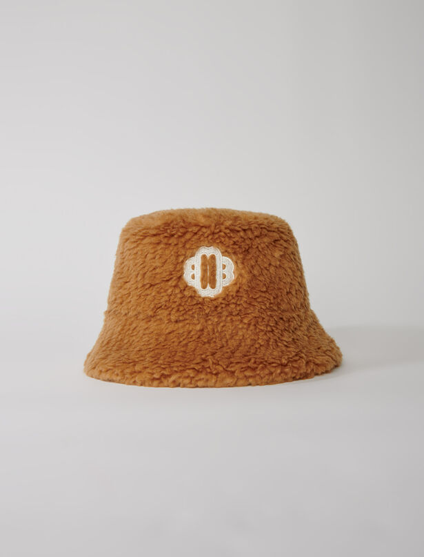 마쥬 Maje Fake fur Clover bucket hat,Camel