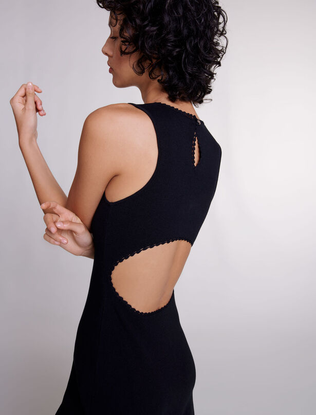 마쥬 드레스 Maje Cutaway knit maxi dress,Black