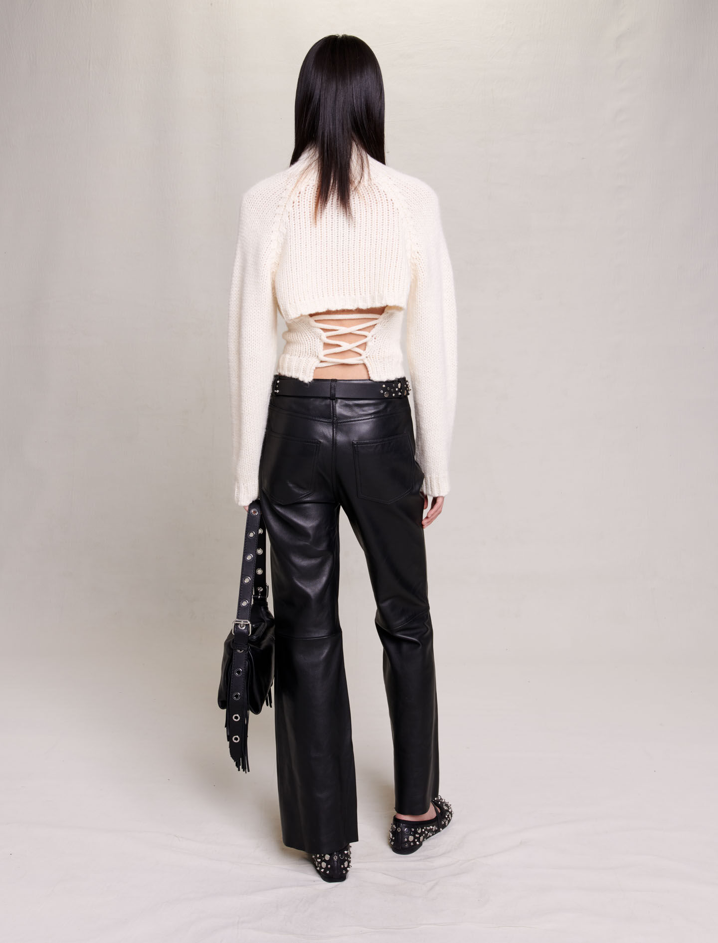 Wide-leg leather trousers - Studio - Black | ZARA United States
