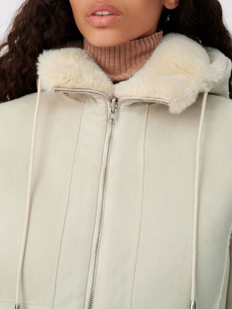 120BAYAPO Jacket with hood in fur-effect - Coats & Jackets - Maje.com