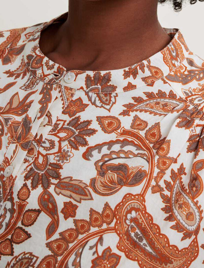 222RIDTISSA Belted shirt dress in printed cotton - Dresses - Maje.com