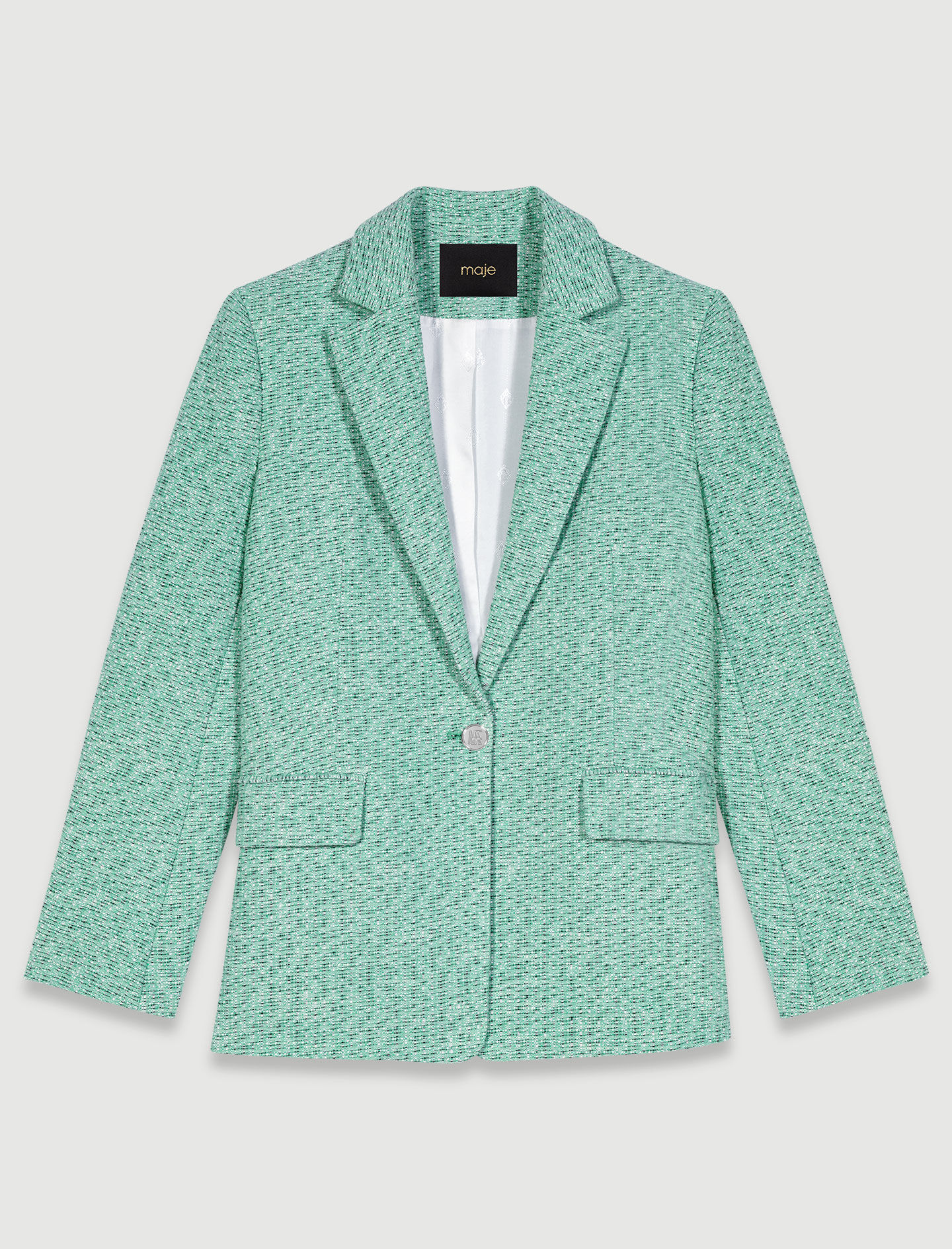 Green Loose Fit Tweed Jacket Online Shopping | OXXOSHOP
