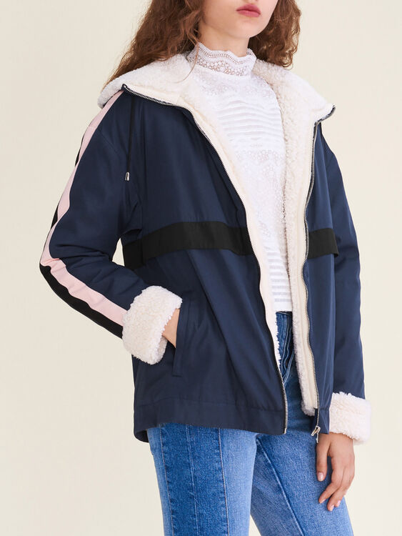 BOOM Two-tone cropped parka - Coats & Jackets - Maje.com
