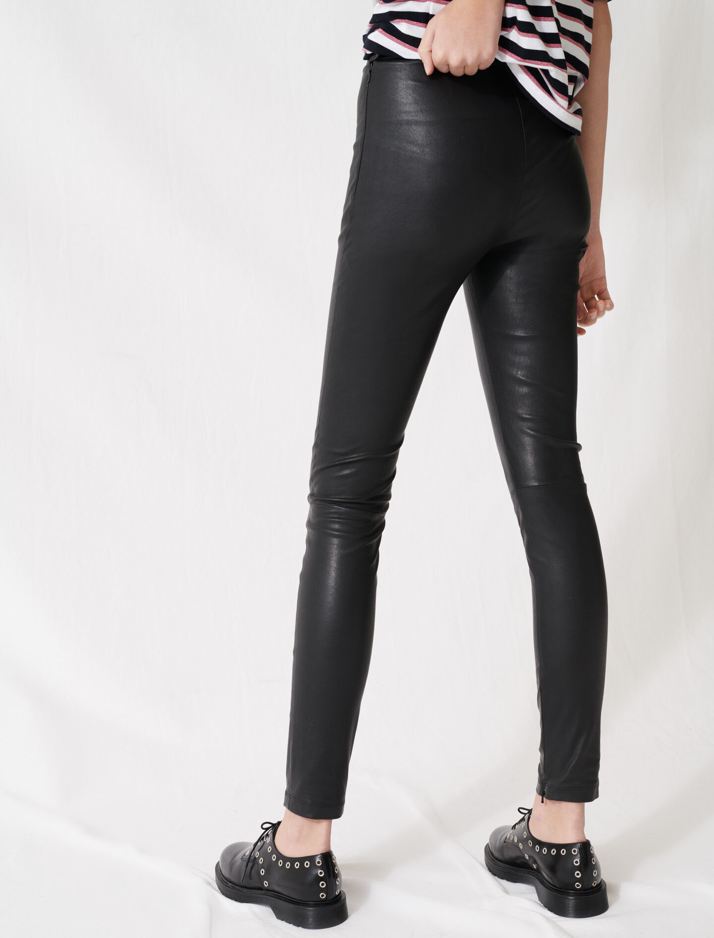 high waisted leather jeggings