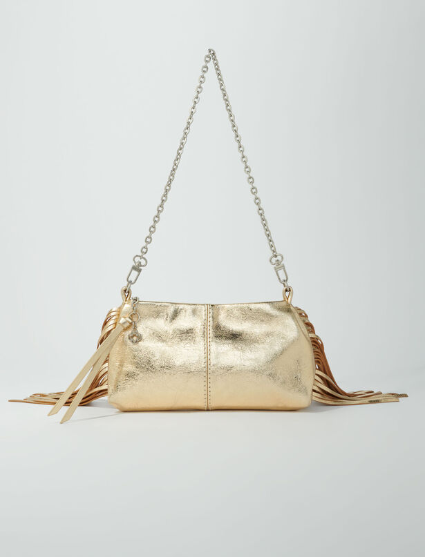 마쥬 Maje Metallic leather Miss M clutch bag,Gold