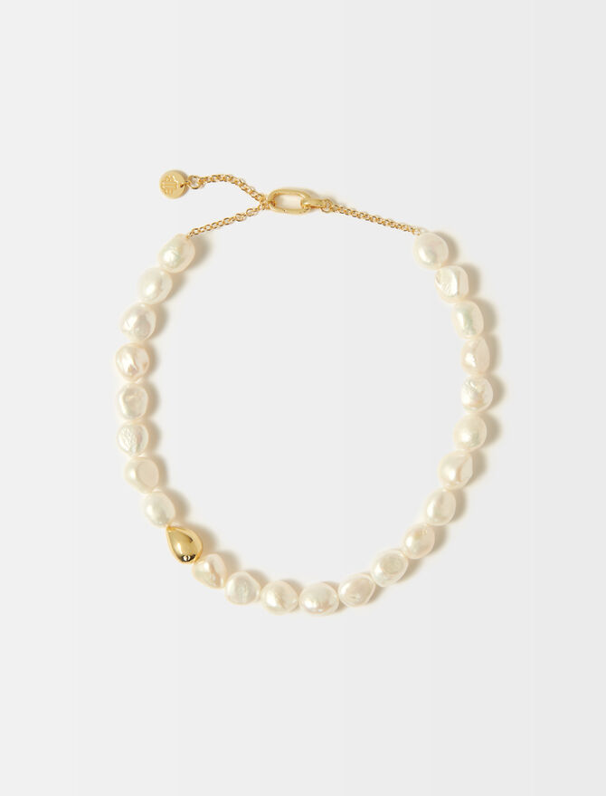 122NPEARLCHOCKER Pearl necklace with metal details - Jewelry - Maje.com