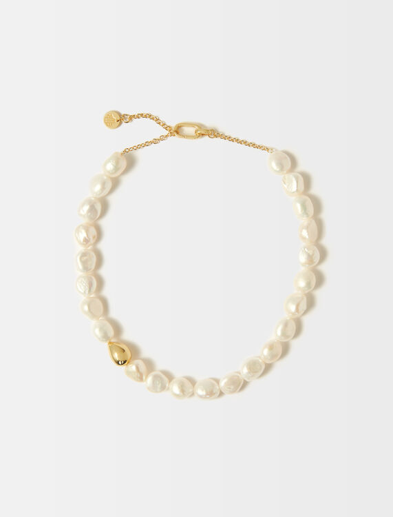 Pearl necklace with metal details - Jewelry - MAJE