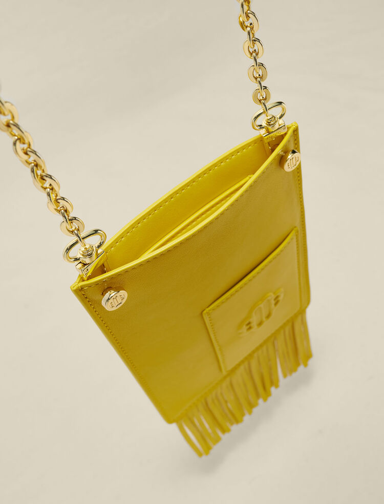 Maje Woman's Brass Leather: Leather Wallet on Chain for Spring/Summer, One size, in Color Yellow / Yellow